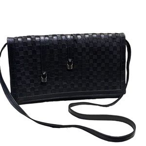 VINTAGE Black Woven Leather Shoulder Bag